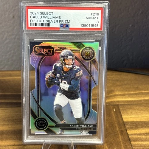 2024 Panini Select - Club Level Caleb Williams #216 Silver Prizm Die-Cut PSA 8
