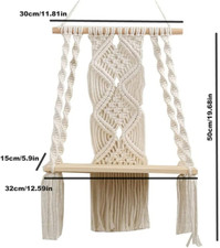 Macrame Plant Hanger Boho Shelf Indoor Outdoor Wood Floating Shelving Decor