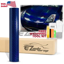 Holographic Carbon Fiber Blue Laser Chrome Car Vinyl Wrap Sheet Decal Sticker