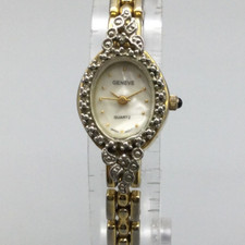 Vtg Geneve Diamond Watch Women 18mm Gold Silv...