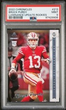 2022 Chronicles Luminance Update Brock Purdy RC Rookie 49ers QB #213 PSA 9