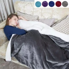Large Sherpa Fleece Blanket 500 Gsm Super Soft Reversible Warm Sofa Bed Throws