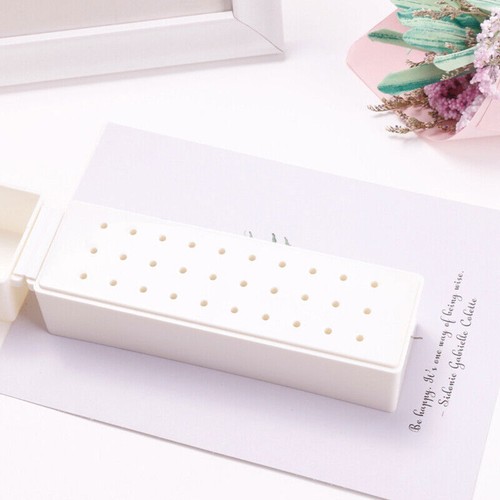 30 Holes Nail Art Drill Grinding Polish Head Bit Holder Display Storage Box - Picture 3 of 8