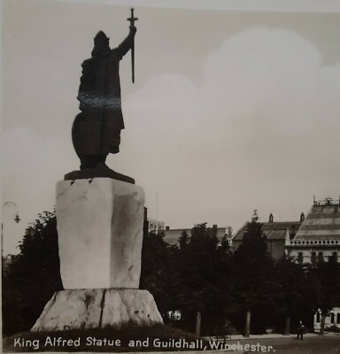 Vintage Postcard King Alfred Statue and Guildhall, Winchester. Real Photo (RPPC)