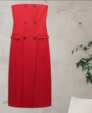NWTZARA STRAPLESS POCKET BRIGHT RED DRESS ZW COLLECTION