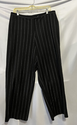 WHITE STAG WOMAN'S PLUS AVERAGE 18W STRETCH DRESS PANTS BLACK WITH PIN STRIPES