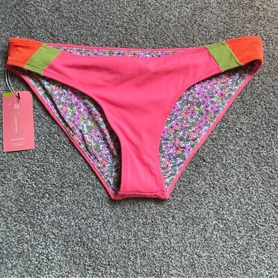 Maaji Fandango Reversible Bikini Bottom 3XL Bright Pink Floral Swimsuit NEW $60