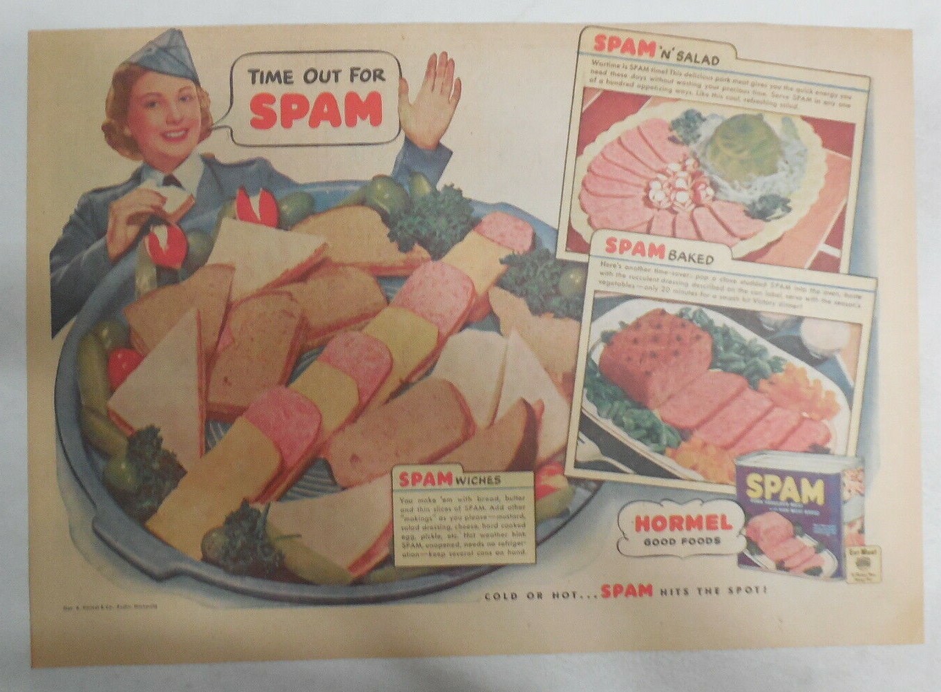 Hormel Spam Ad Time Out For Spam ! from 1940's Size 11 x 15 inches eBay