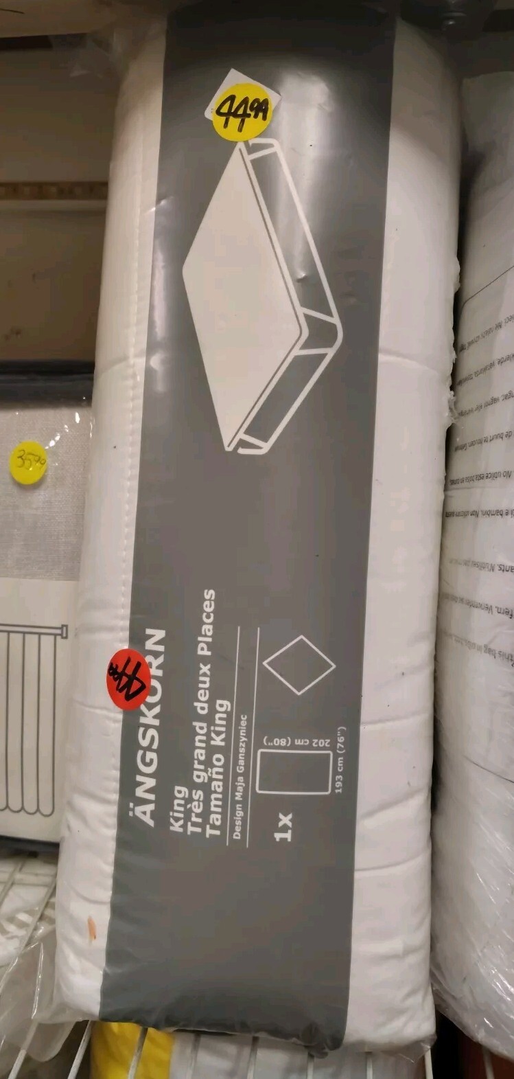 Mattress Protector, IKEA Angskorn, White, King, 60462007, 236 THREAD COUNT, New-image