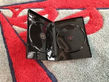 100 14MM GLOSSY BLACK DOUBLE 2 DVD CASE, W/DVD LOGO,TOP QUALITY USA 