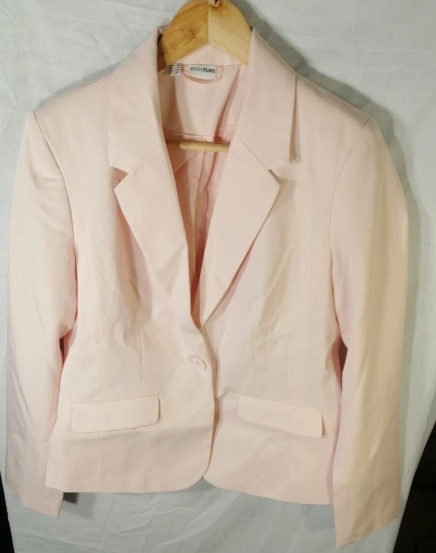 Women Blazer Coat Light Pink One Button Ladies Work Jacket By Bonprix UK12  EU38