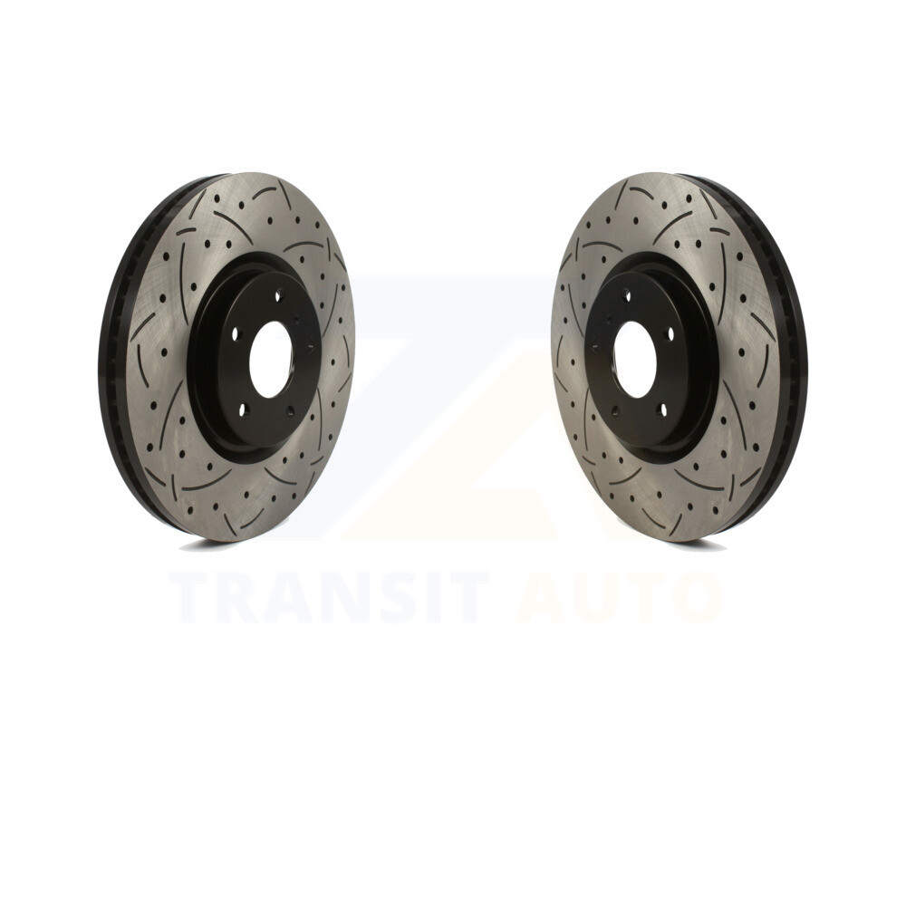 Front Coated Drilled Slotted Disc Brake Rotors Pair For INFINITI G37