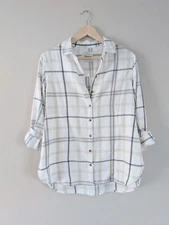 Neutral Fall Long Sleeve Flannel Brushed Cotton Soft Preppy Indie Grunge S