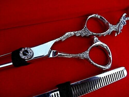 WOODEN BOX_7.5" 440C Hairdressing Barber Scissors + 7" Thinning_Japanese Steel - Picture 3 of 12
