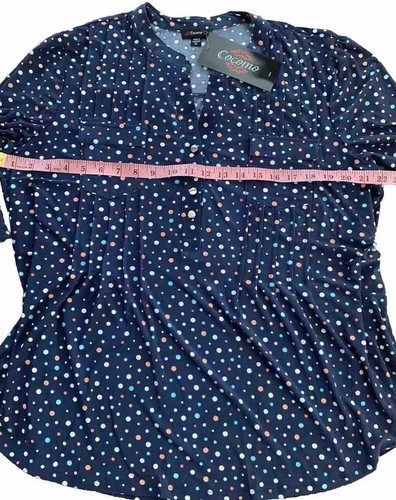 COCOMO XL Azul Multicolor Manga 3/4 Mujer Pintuck Blusa Camisa Túnica Top - Imagen 12 de 14