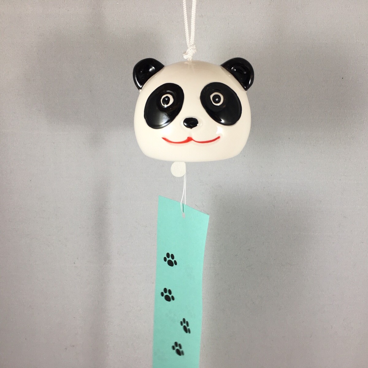 Kotobuki Japanese Ceramic Wind Chime Black White Panda Face #485
