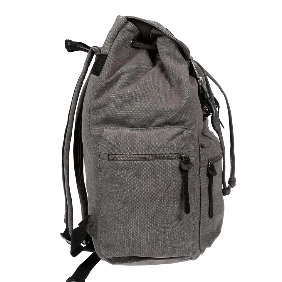 Tasche Outdoor Rucksack Canvas echt Leder Damen Schule Reisen Freizeit Herren - Bild 3 von 4