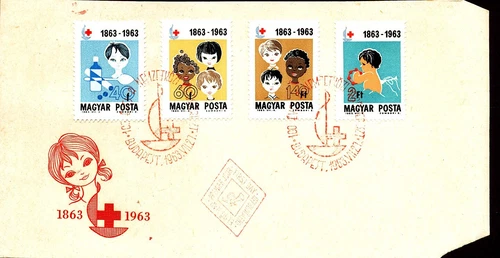 RED CROSS CENTENARY HEALTH MEDICINE 1963 HUNGARY 2 FDC
