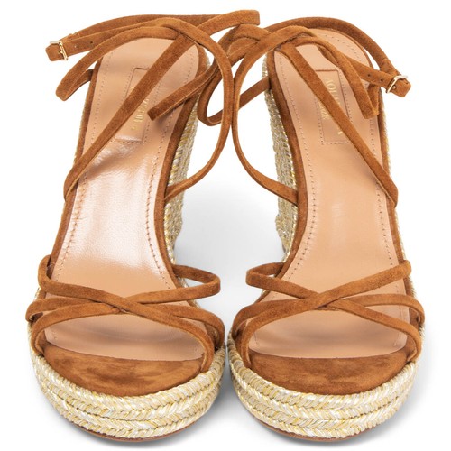 65559 auth AQUAZZURA camel suede GIN Espadrille Sandals Shoes 37