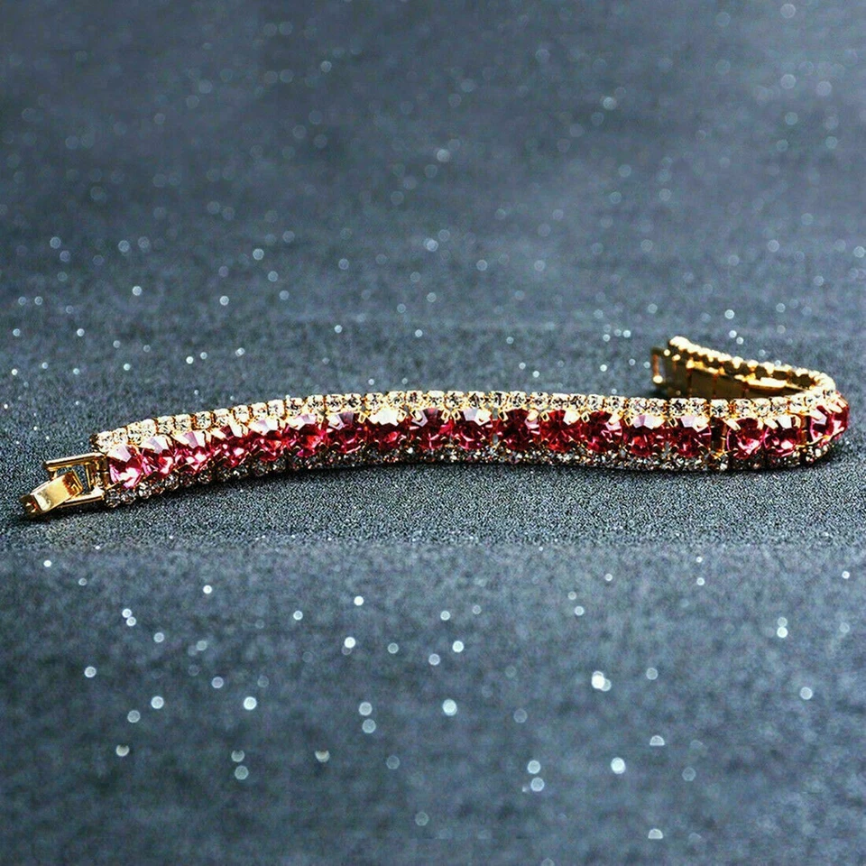 8.00 Ct Oval Cut Red Ruby Beauty Women's Tennis Bracelet 14k Yellow  Gold Finish - Image 3 of 4