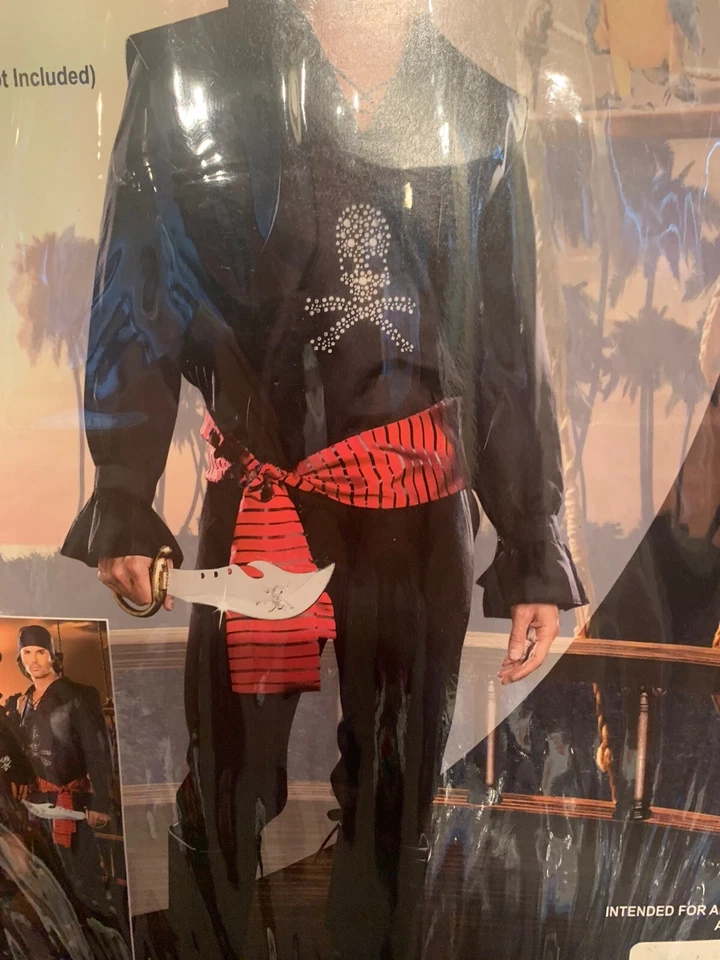 New Dreamguy Looking For Booty Pirate Costume Adult Size Large Shirt Vest Sash - Image 2 of 4