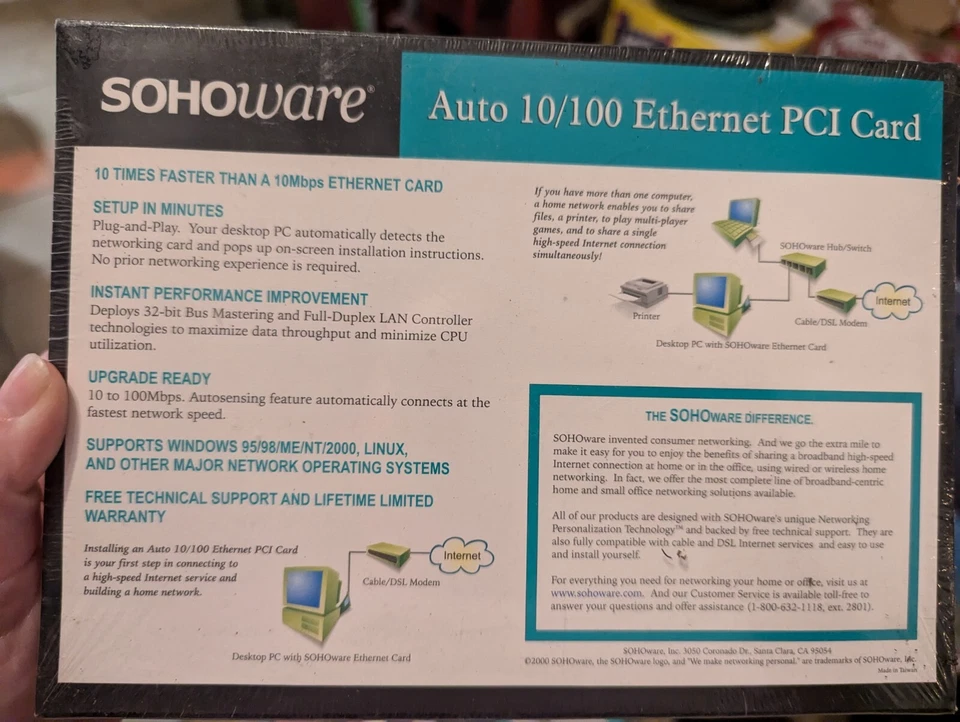 6 x SOHOware Auto 10/100 PCI Fast Ethernet Cards (SFA110A) - New, sealed in box - Image 2 of 2