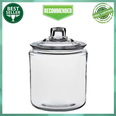 Anchor Hocking Heritage Hill Clear Glass Jar with Lid Kitchen Storage, 1 Gallon