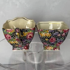 Royal Winton Wright Tyndale van Roden Chintz HAZEL Cream & Sugar Bowl Dish Tea