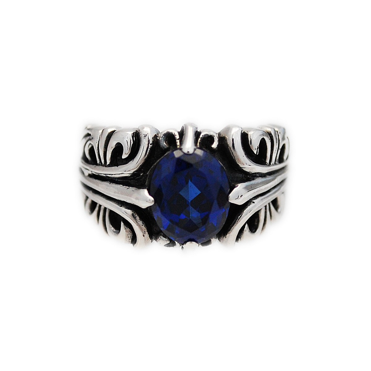 指輪・リング ROSA MARIA FW24 SUKA R S ST C2 DIX CO (RG075414 SILVER) ARABESQUE BLUE SAPPHIRE CZ 925 STERLING SILVER BIKER GOTHIC