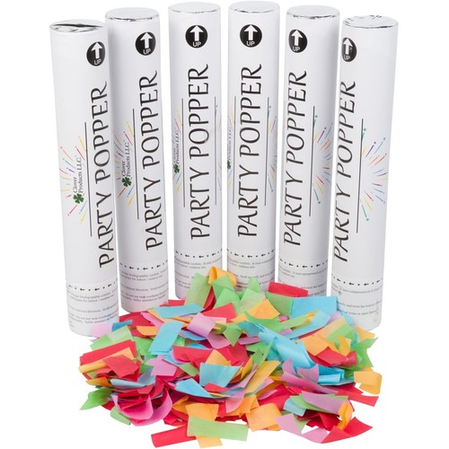 Clover Products 12" Biodegradable Confetti Cannons | 6 Pack | Multicolor Popp...