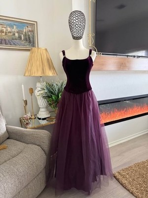 Women's Prom Purple Dress Long Tulle Fairy Formal Unique Regency Size 8