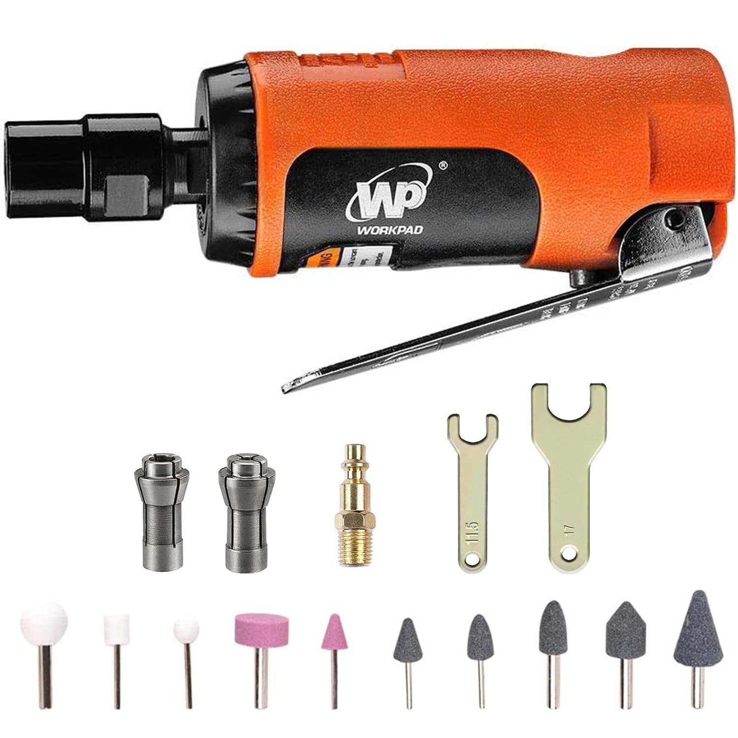 WORKPAD Mini Air Straight Die Grinder with 10-Pieces Air Die Grinder Stone Se...