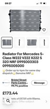 Radiator For Mercedes S-Class W222 V222 X222 S 320 NRF 0995003303 0995005000