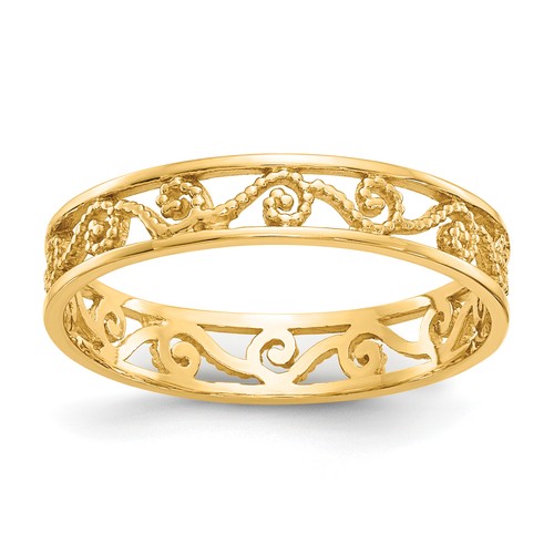Band Ring 10k Yellow Gold Women's Textured Solid