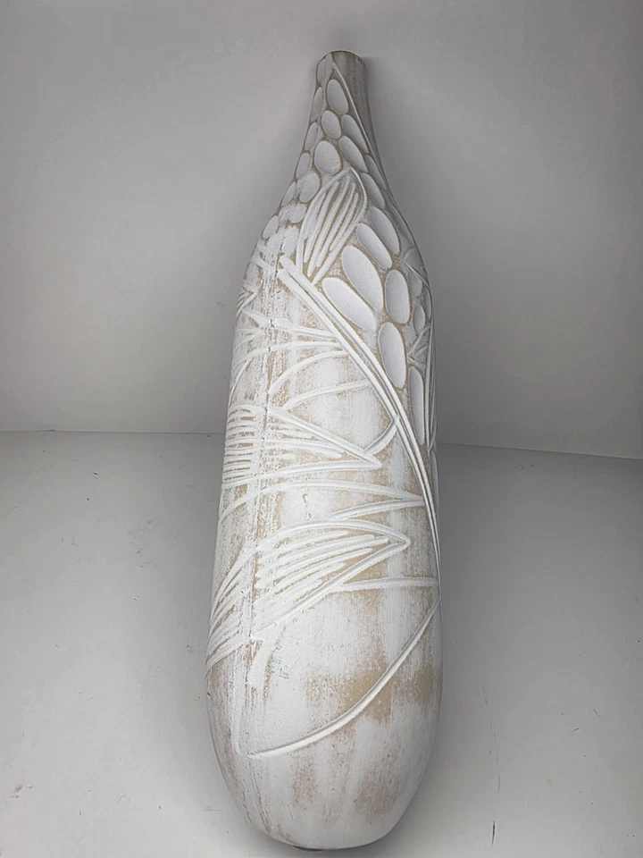 Новая 15-дюймовая резная деревянная ваза домашний декор деревенский загородный коттедж богемный крестьянин богемное - Изображение 2 из 4