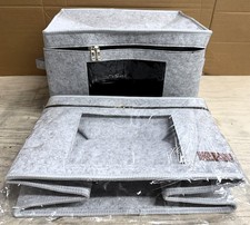 2-Pack 15.7" x 11.8" x 9.8" Felt Storage Box / Container with Zippered Lid AA75