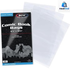 6 7/8 x 10 1/2 Inches Clear Comic Bags - 100 Pack for Organizing Collectibles