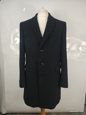 Holland Esquire Men's Black Wool 🐏 Cashmere 🦙 Overcoat Size 54 EU | 44R UK