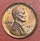 1911 P Lincoln Cent, Red/Brown, Uncirculated.