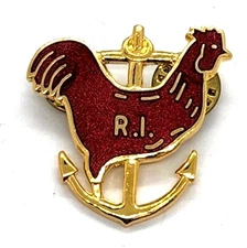 Rhode Island Red Rooster Anchor  Lapel Pin 