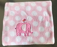 Just One You By Carters Elephant  Bird Pink Polka Dot 30X40 Plush Baby Blanket