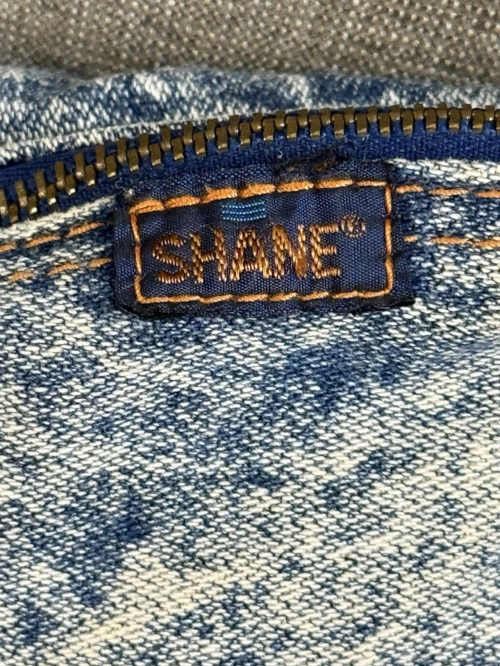 Винтажный SHANE кислоты стирка джинсовой ткани сумочки 1980-х молнии плечевой ремень - Изображение 3 из 4