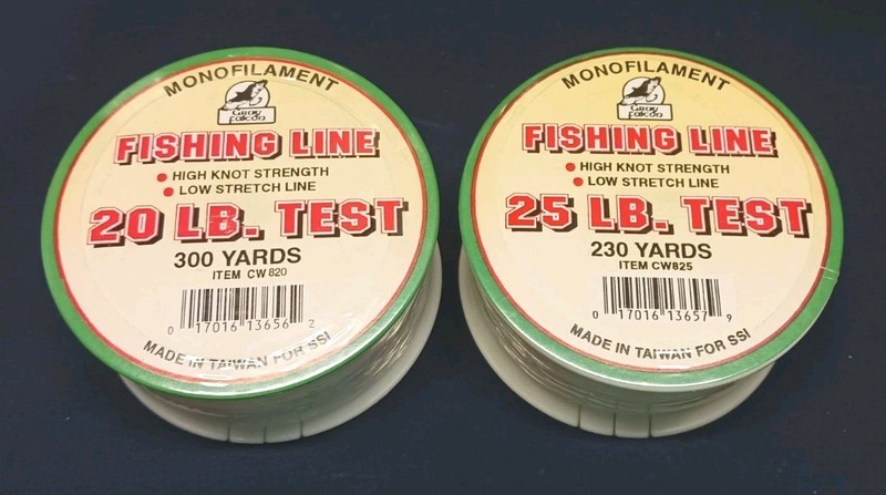2 Spools of Gray Falcon Monofilament Line 20lb.300 yds. & 25lb.Test 230yds. NEW