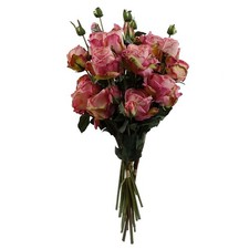 Kunstblumensprays 6x60cm rosa Rose hessisch gebunden 24 Blüten 18 Knospen Pack