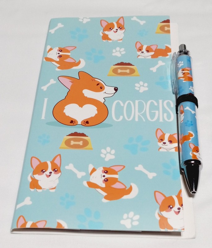 I Love Corgis Blue Note Pad Pen Sticky Tabs Dog Corgi Note Pads Stationary