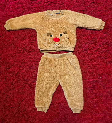Lupilu Baby Outfit Set 2-teilig Gr.74 Beige Rentier Langarm gefüttert