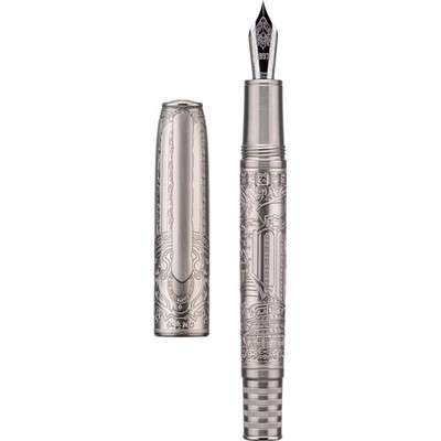 Exklusiver Silber Füllfederhalter mit Iridium Feder - Kalligraphie Stift Set