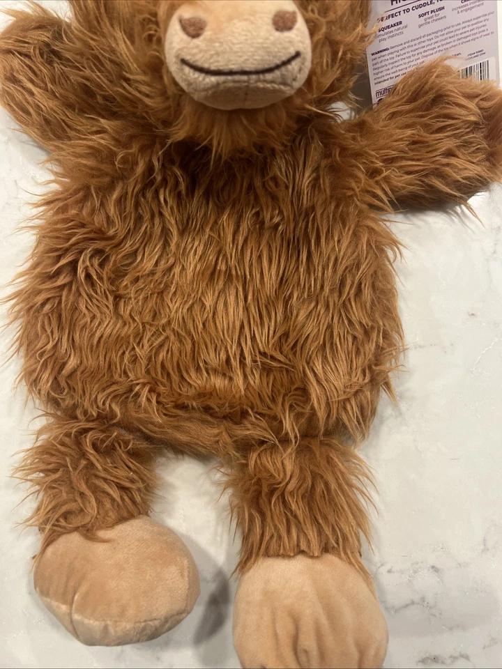 Multipet Highland Cow Flat Dog Toy w/Squeaker & Crinkle Body, Brown, New 17” - Image 4 of 4