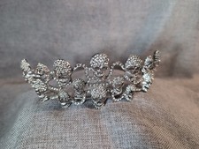 Unbranded Halloween Silver-tone Tiara Costume Skull Rhinestone Statement Piece