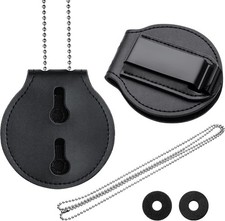 Sadnyy Police Badge Holder Neck Chain Leather Badge Security Card Holder with In